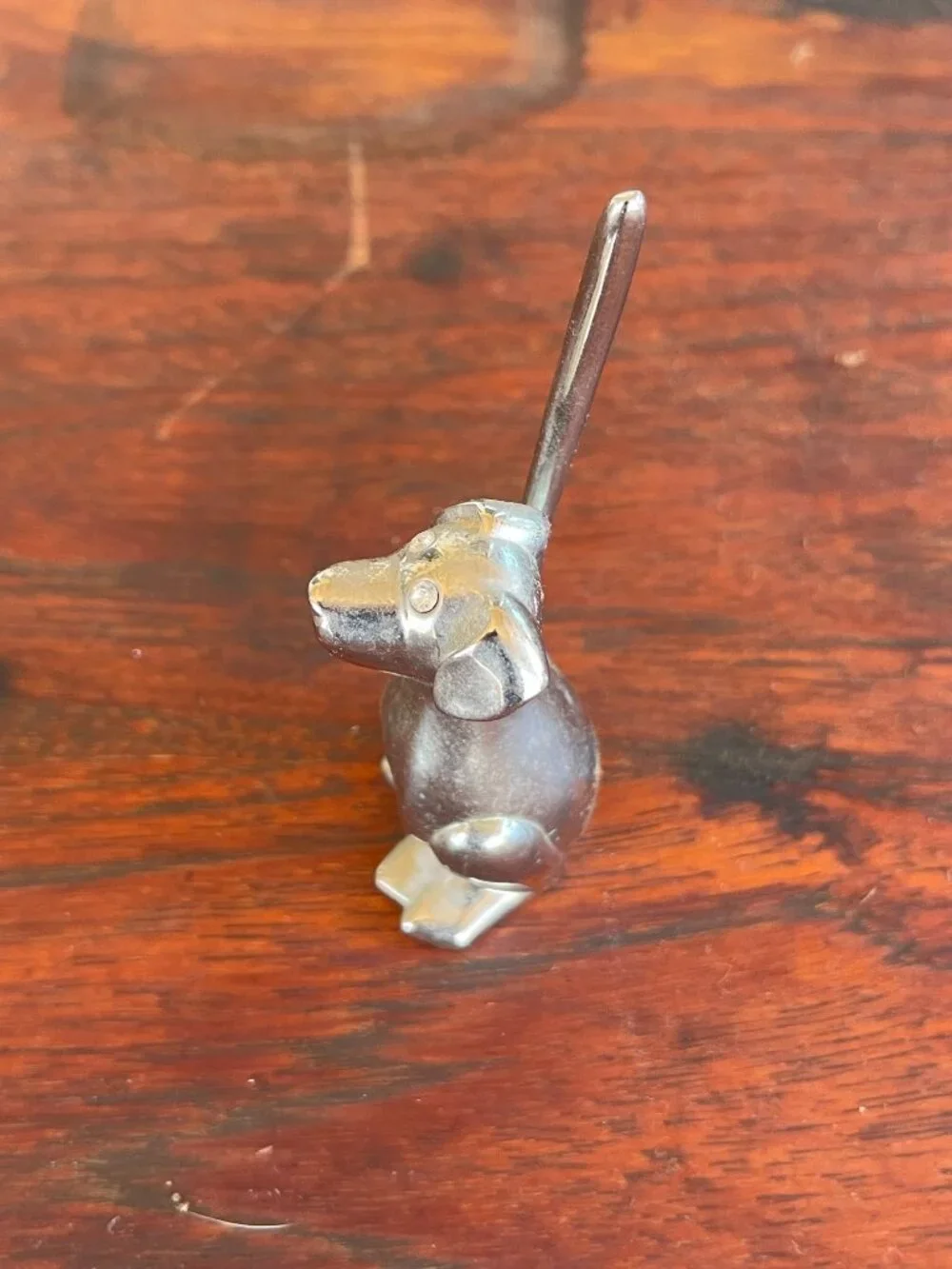 Art Deco Style Silver Umora Metal Chrome Dogt Figurine Ring Holder